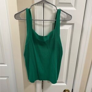 Ann Taylor Green Fitted Sleeveless Tank Top